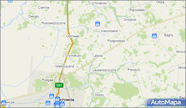 mapa Leśniki gmina Suchowola, Leśniki gmina Suchowola na mapie Targeo