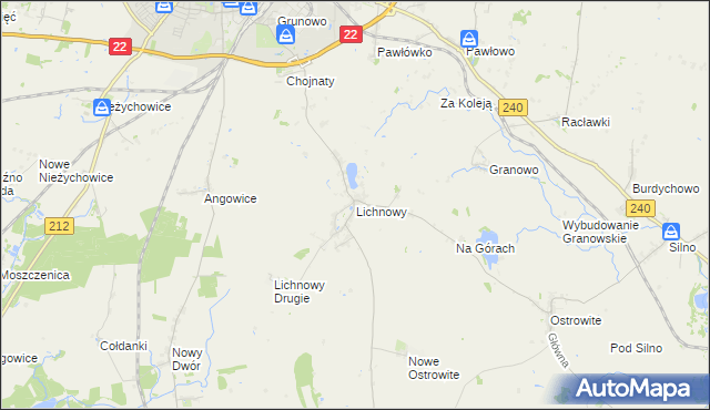 mapa Lichnowy gmina Chojnice, Lichnowy gmina Chojnice na mapie Targeo