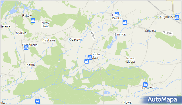 mapa Ligota Mała gmina Oleśnica, Ligota Mała gmina Oleśnica na mapie Targeo