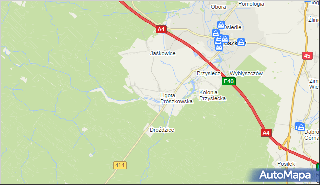 mapa Ligota Prószkowska, Ligota Prószkowska na mapie Targeo