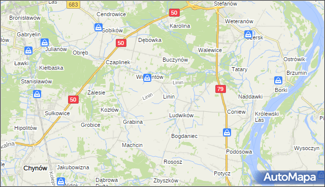 mapa Linin, Linin na mapie Targeo