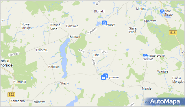 mapa Linki gmina Mikołajki Pomorskie, Linki gmina Mikołajki Pomorskie na mapie Targeo