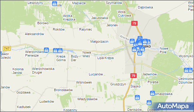 mapa Lipa-Krępa, Lipa-Krępa na mapie Targeo