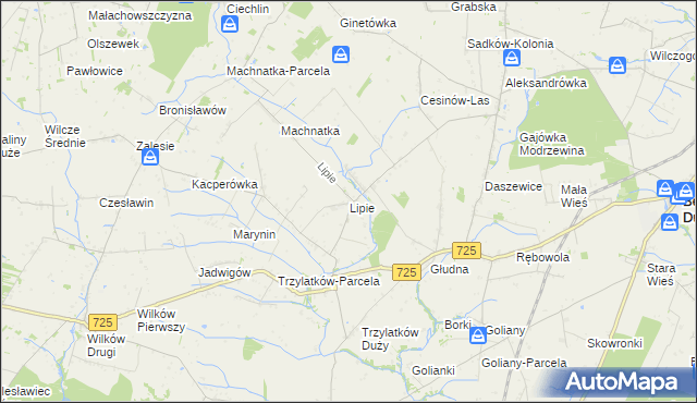 mapa Lipie gmina Błędów, Lipie gmina Błędów na mapie Targeo