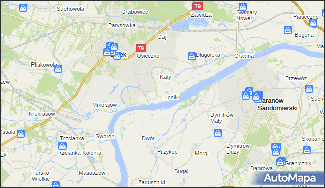 mapa Lipnik gmina Osiek, Lipnik gmina Osiek na mapie Targeo