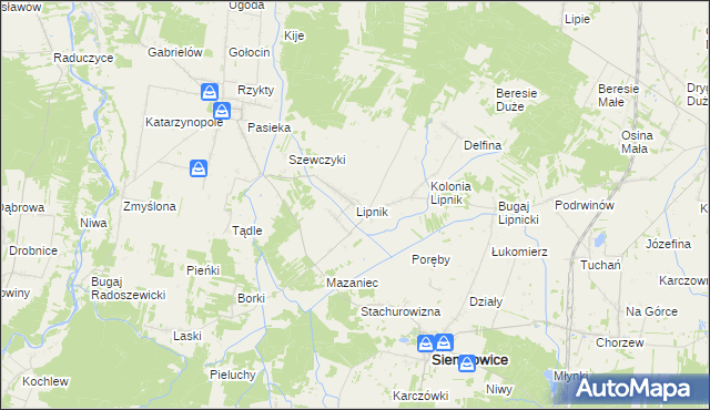 mapa Lipnik gmina Siemkowice, Lipnik gmina Siemkowice na mapie Targeo