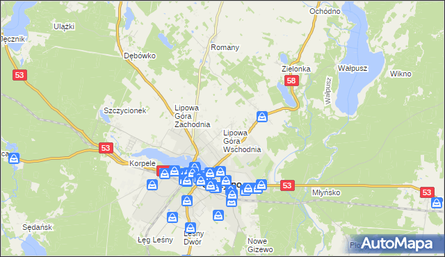 mapa Lipowa Góra Wschodnia, Lipowa Góra Wschodnia na mapie Targeo