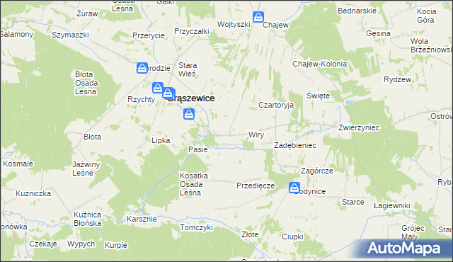 mapa Lisy gmina Brąszewice, Lisy gmina Brąszewice na mapie Targeo
