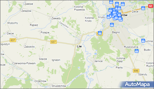 mapa Liw, Liw na mapie Targeo