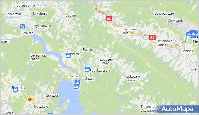 mapa Łobozew Dolny, Łobozew Dolny na mapie Targeo