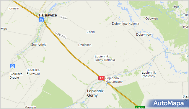 mapa Łopiennik Dolny-Kolonia, Łopiennik Dolny-Kolonia na mapie Targeo