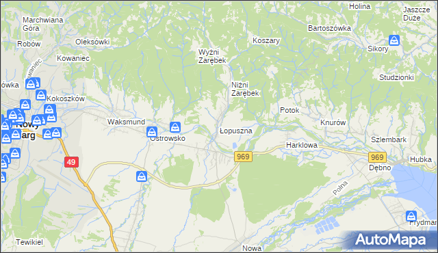 mapa Łopuszna, Łopuszna na mapie Targeo