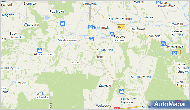 mapa Lorcin gmina Nasielsk, Lorcin gmina Nasielsk na mapie Targeo