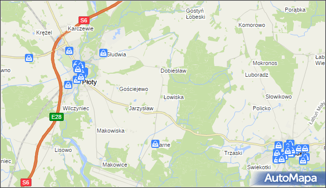 mapa Łowiska, Łowiska na mapie Targeo