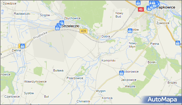 mapa Łowkowice gmina Strzeleczki, Łowkowice gmina Strzeleczki na mapie Targeo
