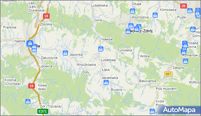 mapa Lubatowa, Lubatowa na mapie Targeo