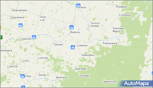 mapa Łubianka gmina Janów, Łubianka gmina Janów na mapie Targeo