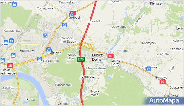 mapa Lubicz Dolny, Lubicz Dolny na mapie Targeo
