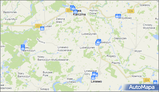 mapa Lubieszynek gmina Liniewo, Lubieszynek gmina Liniewo na mapie Targeo