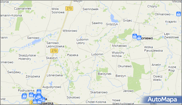 mapa Lubomin gmina Boniewo, Lubomin gmina Boniewo na mapie Targeo