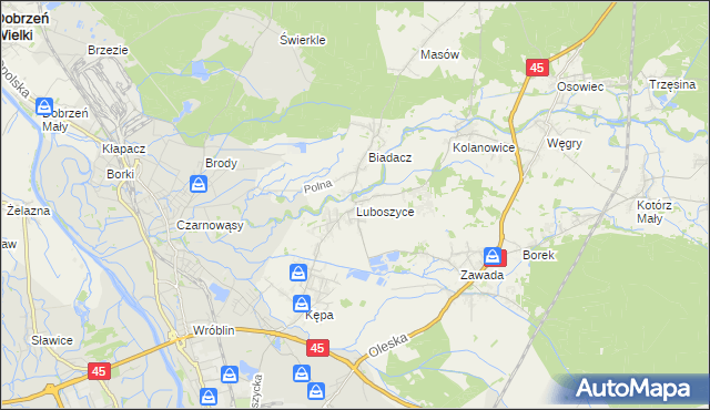 mapa Luboszyce gmina Łubniany, Luboszyce gmina Łubniany na mapie Targeo