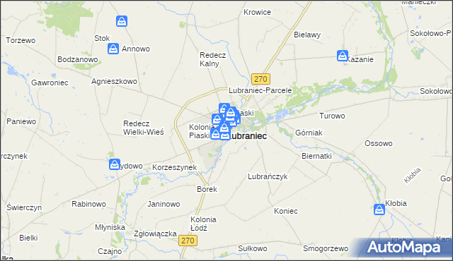 mapa Lubraniec, Lubraniec na mapie Targeo