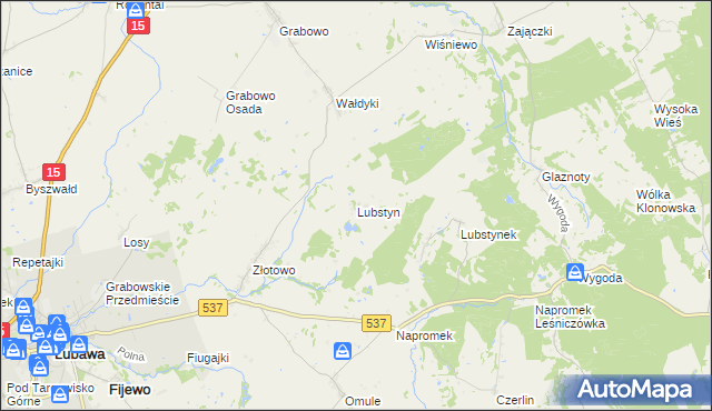 mapa Lubstyn, Lubstyn na mapie Targeo