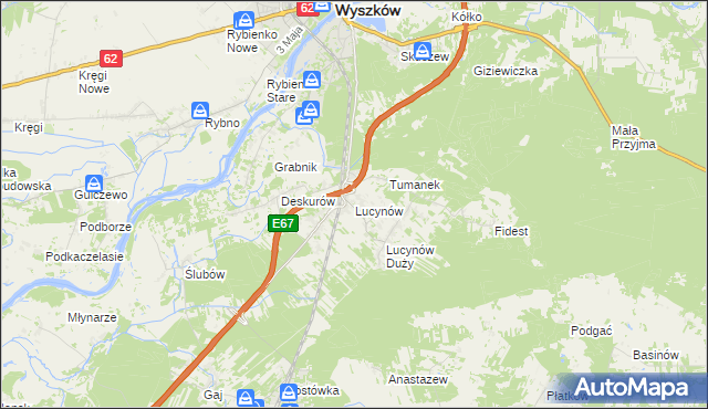 mapa Lucynów gmina Wyszków, Lucynów gmina Wyszków na mapie Targeo