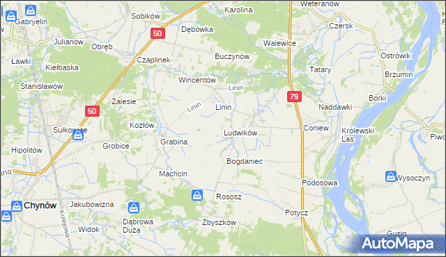mapa Ludwików gmina Chynów, Ludwików gmina Chynów na mapie Targeo