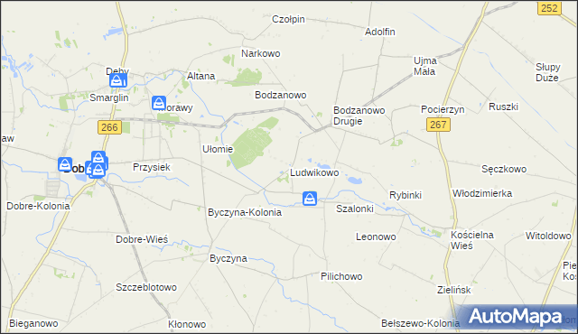 mapa Ludwikowo gmina Dobre, Ludwikowo gmina Dobre na mapie Targeo