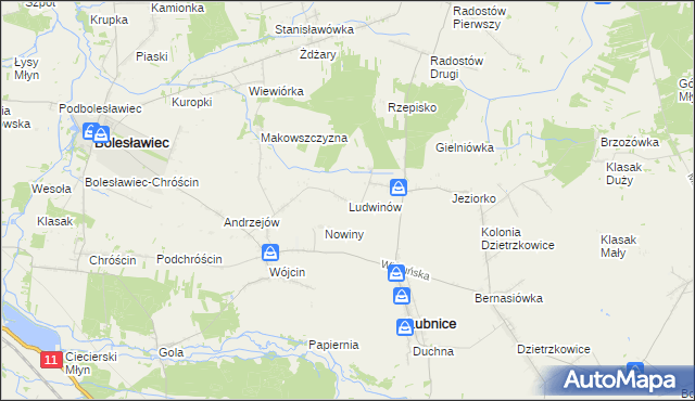 mapa Ludwinów gmina Łubnice, Ludwinów gmina Łubnice na mapie Targeo