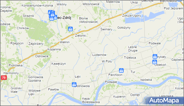 mapa Ludwinów gmina Solec-Zdrój, Ludwinów gmina Solec-Zdrój na mapie Targeo