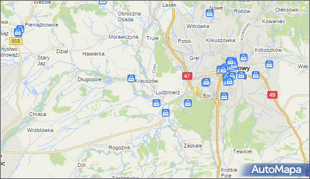 mapa Ludźmierz, Ludźmierz na mapie Targeo