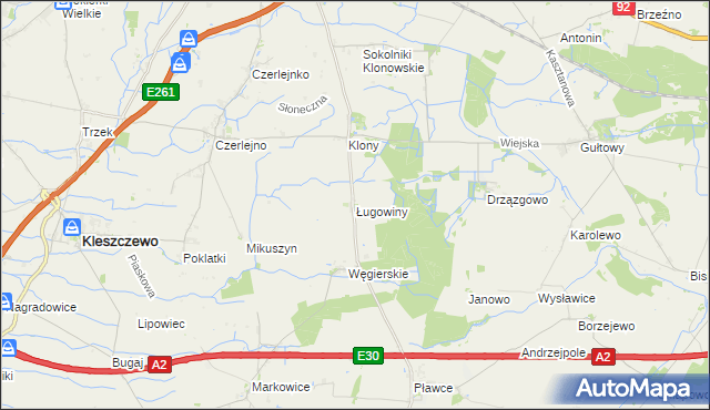 mapa Ługowiny, Ługowiny na mapie Targeo