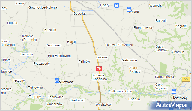 mapa Łukawa gmina Wilczyce, Łukawa gmina Wilczyce na mapie Targeo