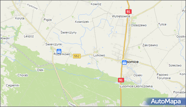 mapa Lulkowo gmina Łysomice, Lulkowo gmina Łysomice na mapie Targeo