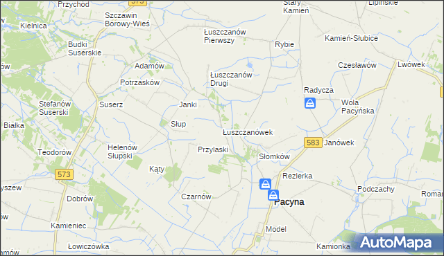 mapa Łuszczanówek, Łuszczanówek na mapie Targeo