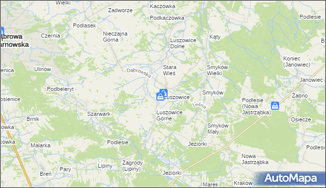 mapa Luszowice gmina Radgoszcz, Luszowice gmina Radgoszcz na mapie Targeo