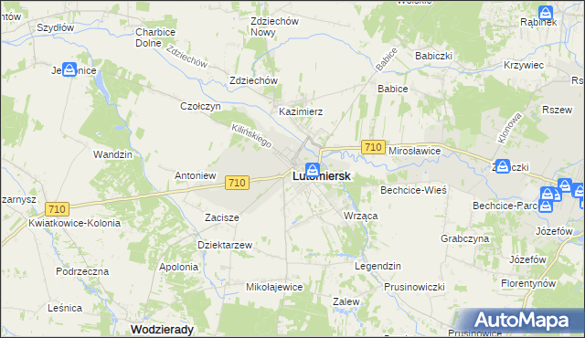 mapa Lutomiersk, Lutomiersk na mapie Targeo