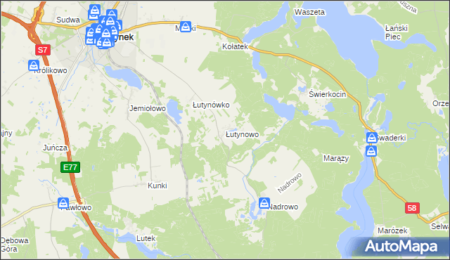 mapa Łutynowo, Łutynowo na mapie Targeo