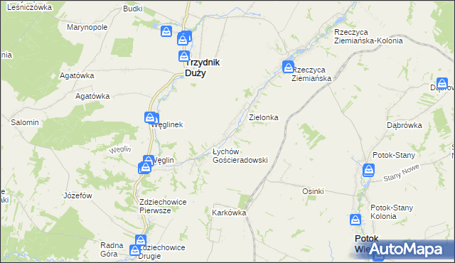 mapa Łychów Szlachecki, Łychów Szlachecki na mapie Targeo