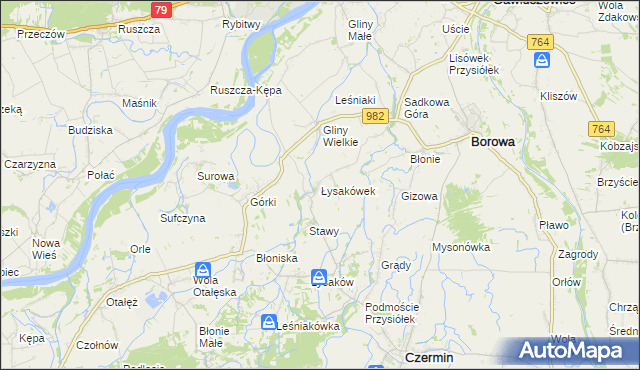mapa Łysakówek, Łysakówek na mapie Targeo