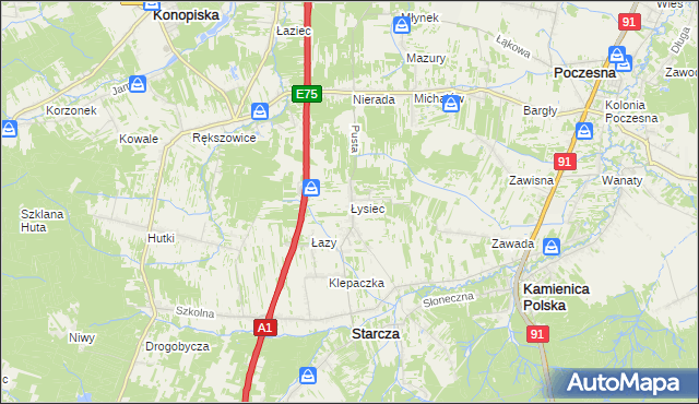 mapa Łysiec, Łysiec na mapie Targeo