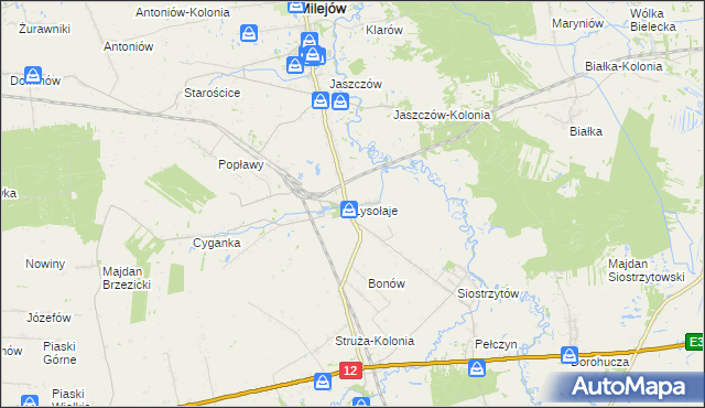 mapa Łysołaje, Łysołaje na mapie Targeo
