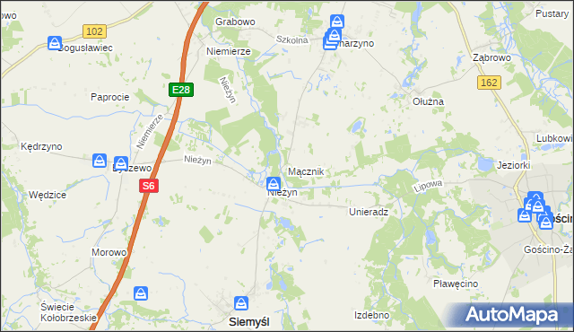 mapa Mącznik gmina Siemyśl, Mącznik gmina Siemyśl na mapie Targeo