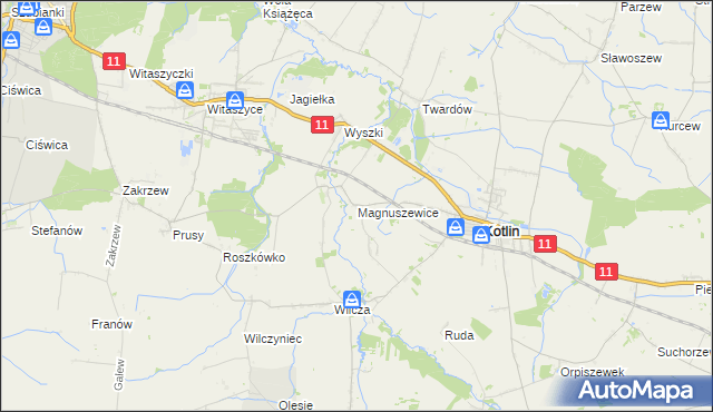 mapa Magnuszewice, Magnuszewice na mapie Targeo