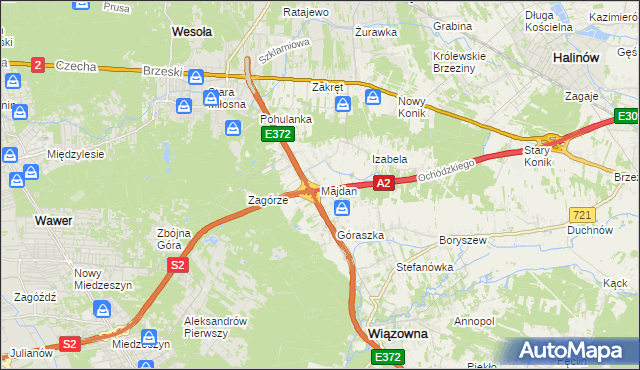 mapa Majdan gmina Wiązowna, Majdan gmina Wiązowna na mapie Targeo