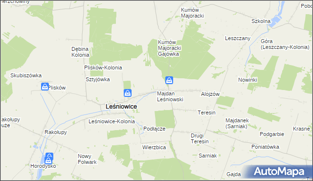 mapa Majdan Leśniowski, Majdan Leśniowski na mapie Targeo