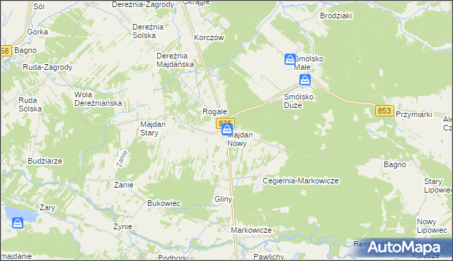 mapa Majdan Nowy, Majdan Nowy na mapie Targeo