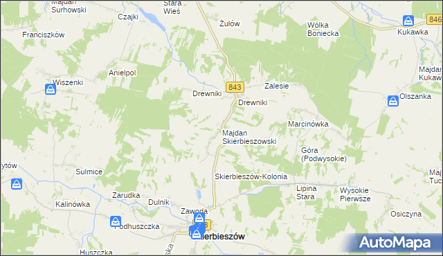 mapa Majdan Skierbieszowski, Majdan Skierbieszowski na mapie Targeo